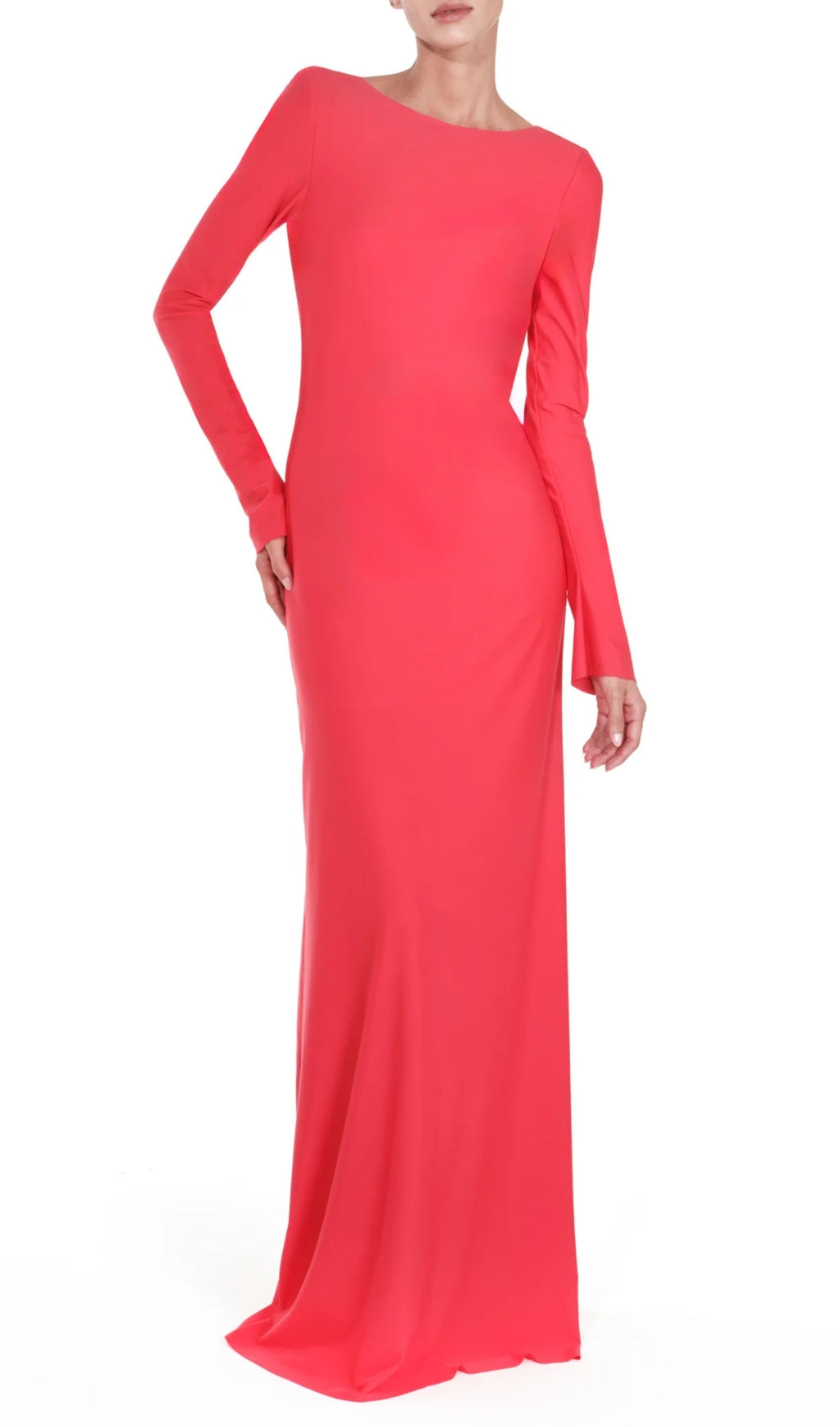 Basma Red Long Sleeve Backless Maxi Dress