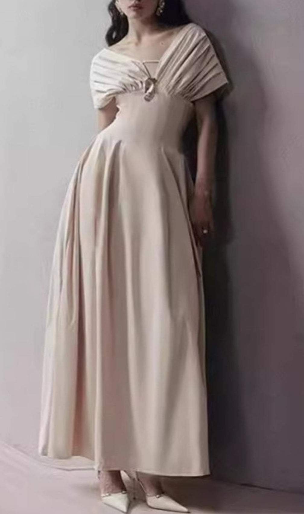 Atalie Ruched Shoulder Maxi Dress