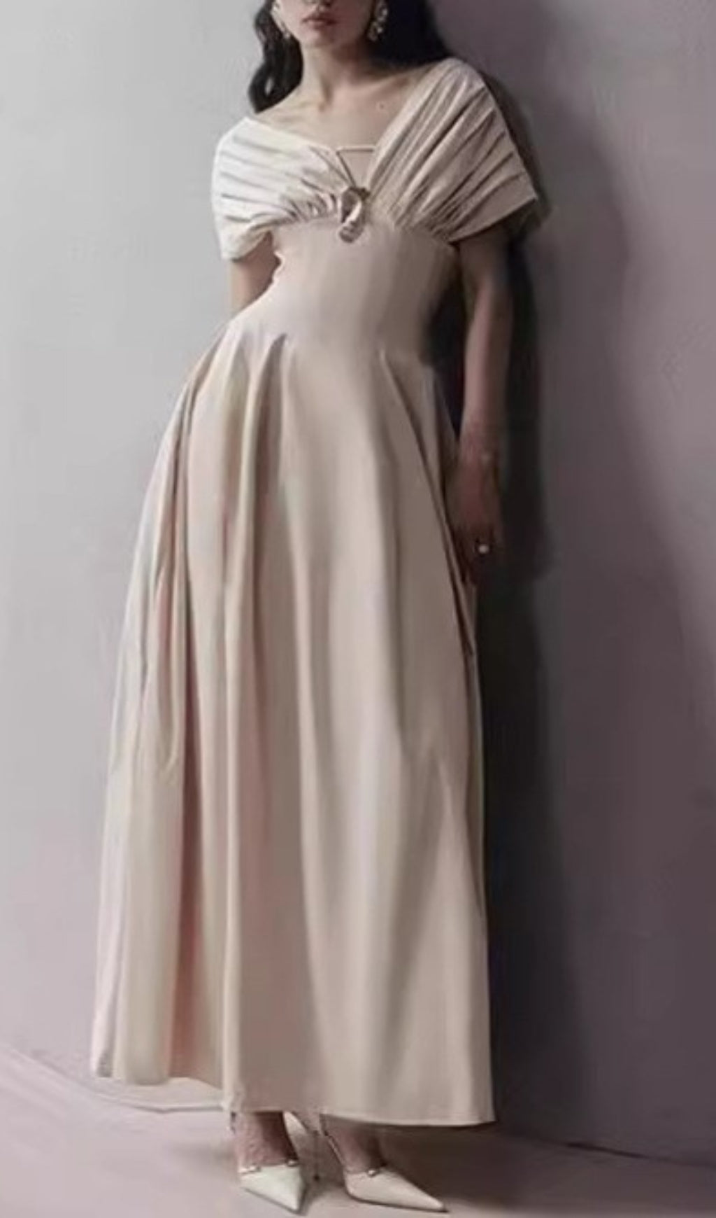 Atalie Ruched Shoulder Maxi Dress