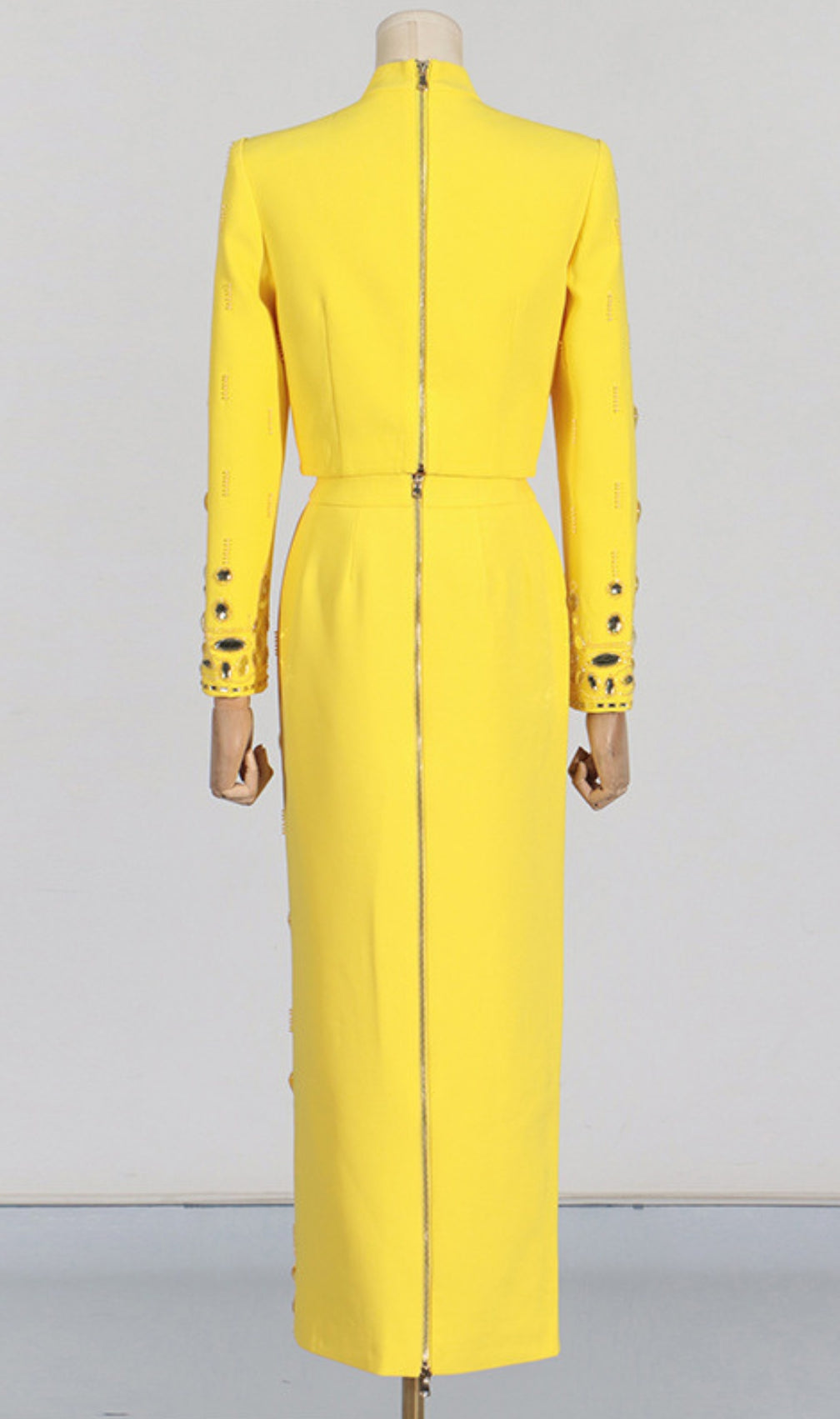 Dangola Rhinestone Long Sleeve Top & Maxi Skirt Set