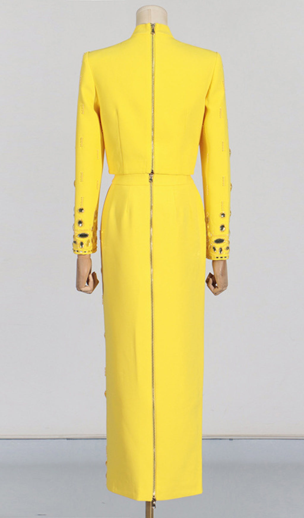 Dangola Rhinestone Long Sleeve Top & Maxi Skirt Set