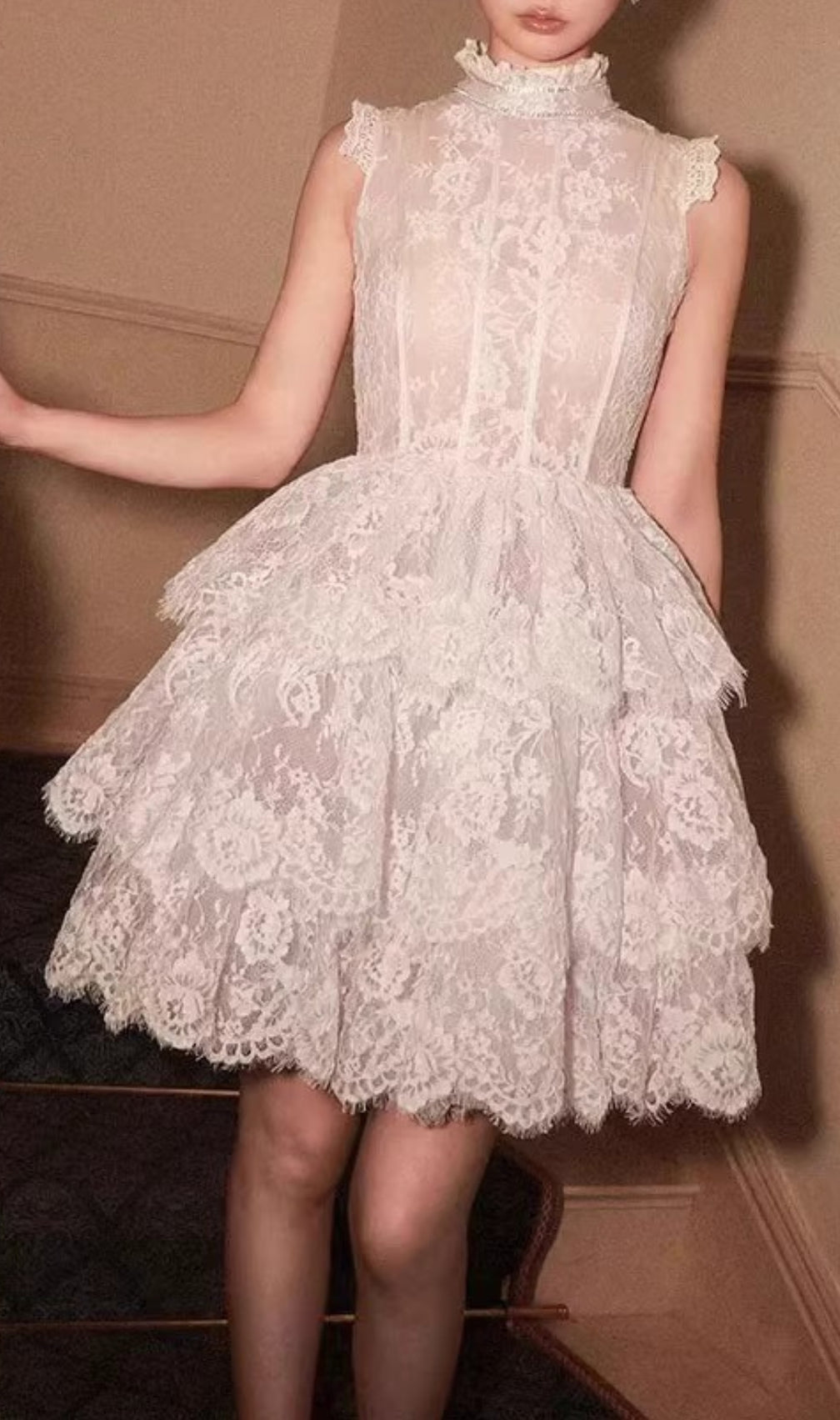 Estevão White Lace Mini Dress