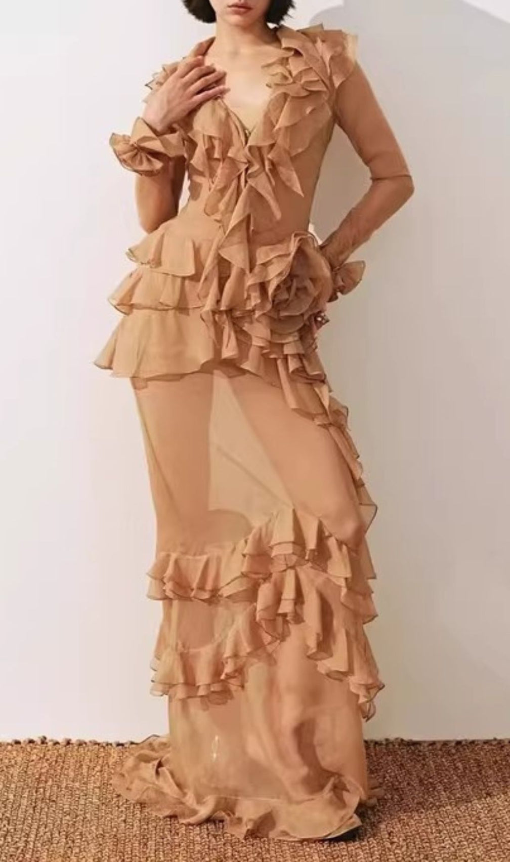 Himani Ruffle Maxi Dress: Effortlessly Elegant Cascading Ruffle Gown
