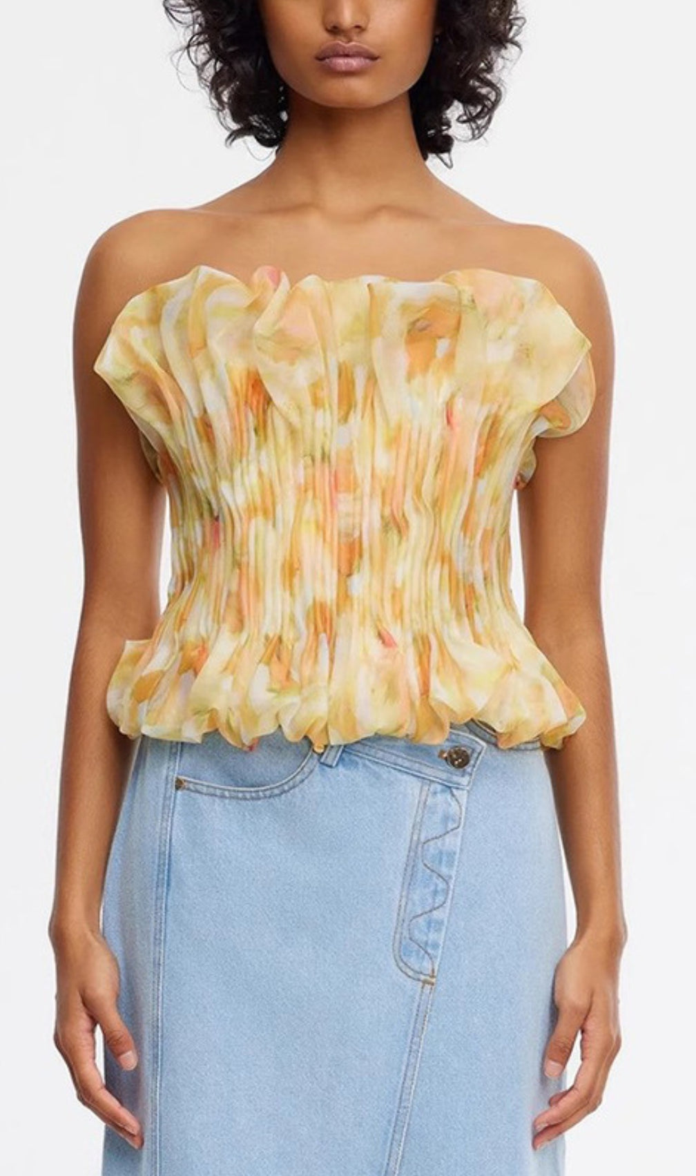 Ceona Strapless Pleated Top