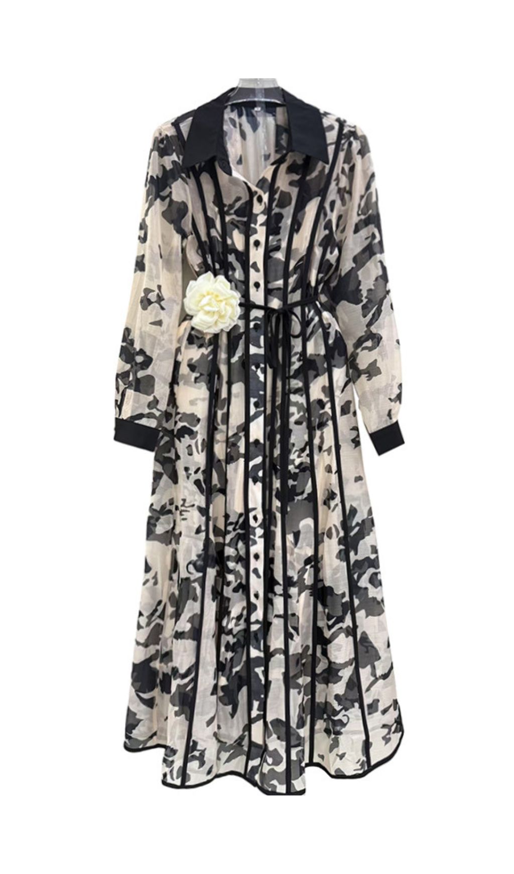 Ffion Printed Long Sleeve Midi Dress