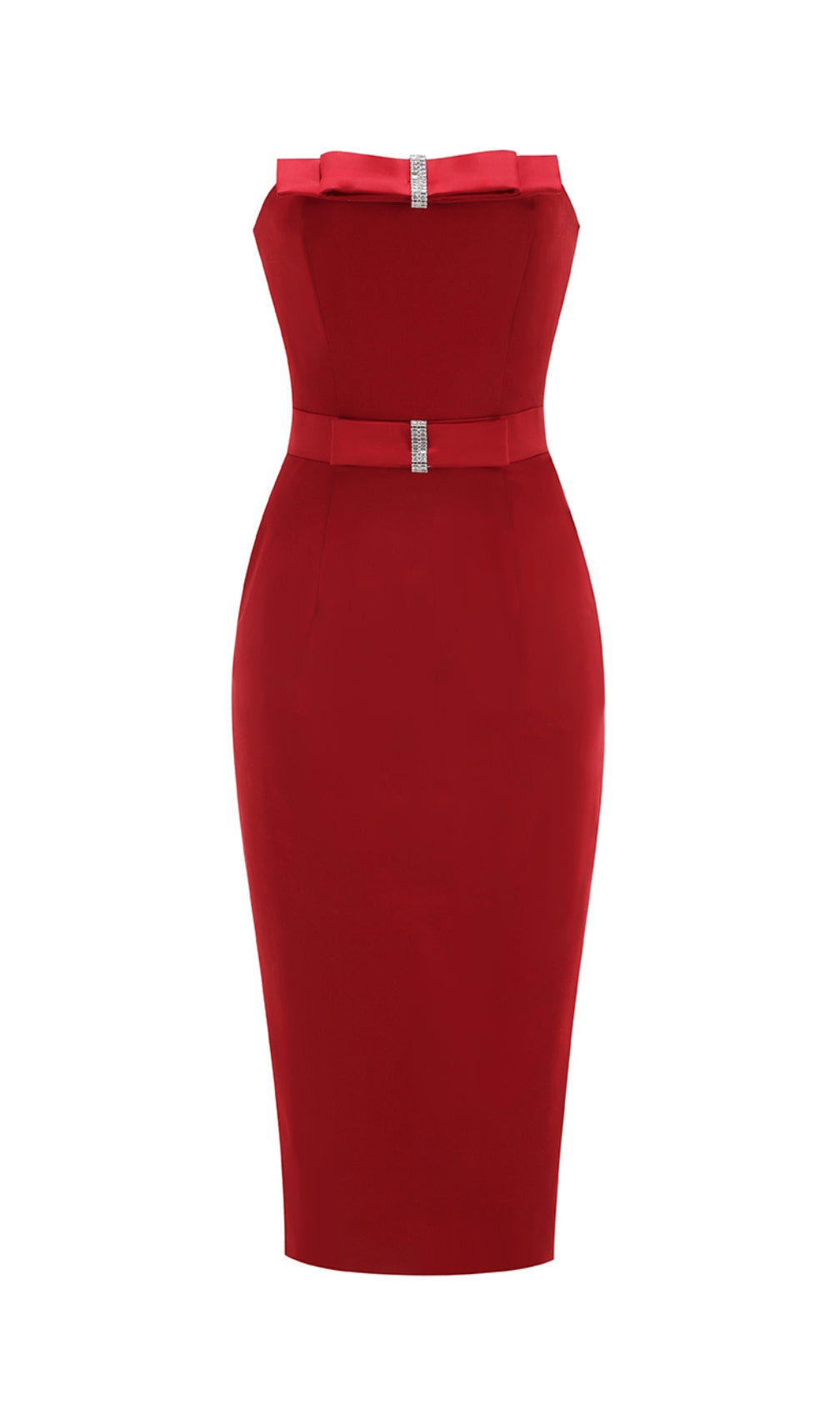 Drea Red Strapless Midi Dress