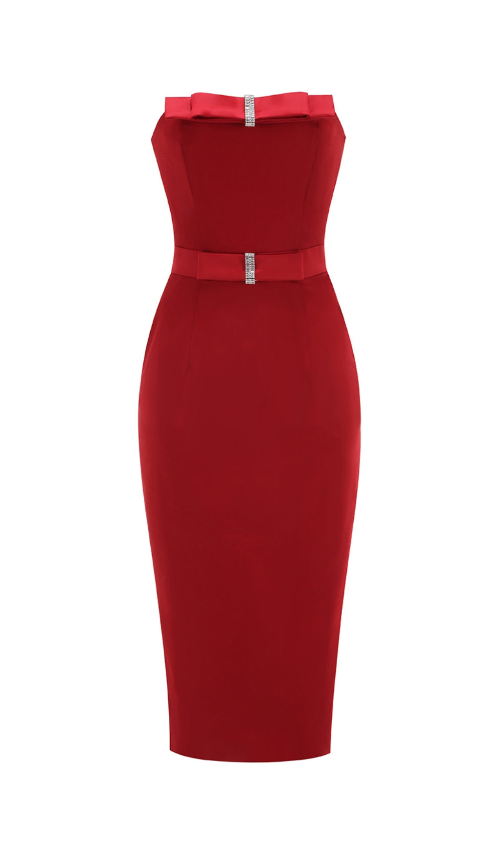 Drea Red Strapless Midi Dress
