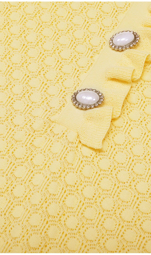 Kaveri Knit Long Sleeve Mini Dress - Chic Yellow Sweater Dress for Women