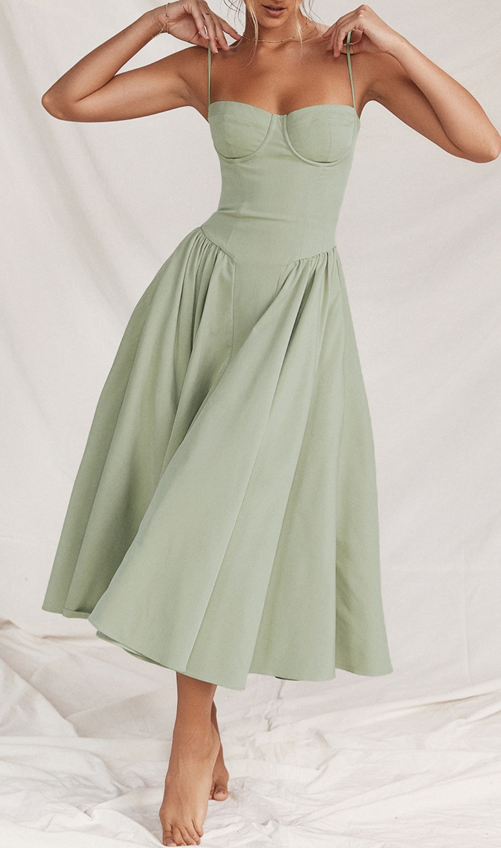 Dextra Green Strappy Midi Dress