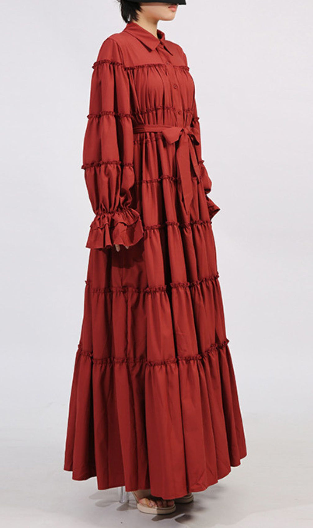 Genaro Red Long Sleeve Maxi Dress