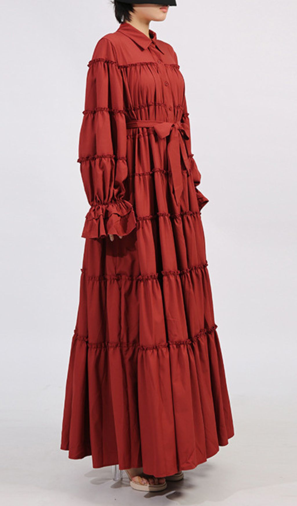 Genaro Red Long Sleeve Maxi Dress