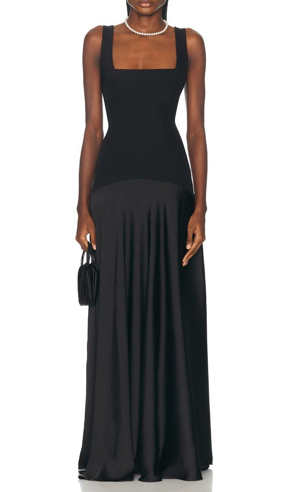 Kalista Black Square Neck Maxi Dress | Timeless Elegance for Formal Evenings