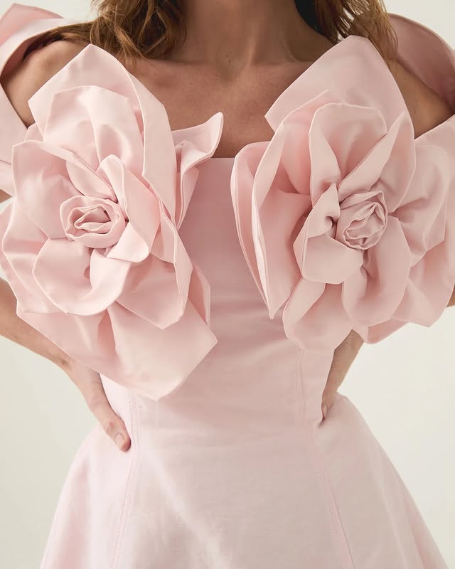 Etta flower strapless mini dress in pink