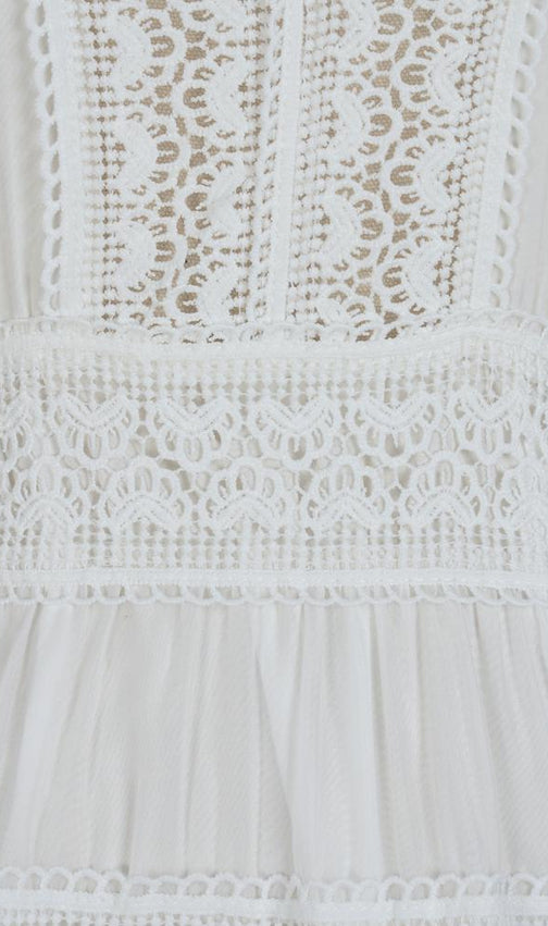 Kamara Enchanting White Lace Maxi Dress - Elegant Long Sleeve Tiered Gown