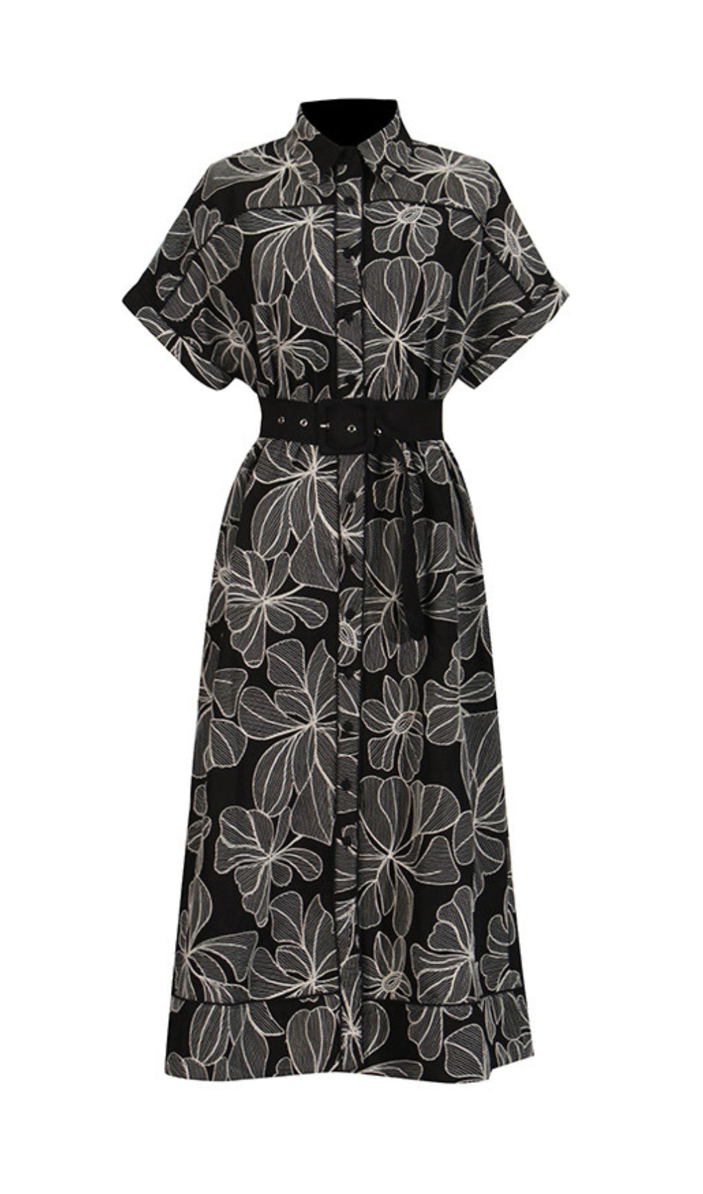 Davan Black Flower Midi Dress