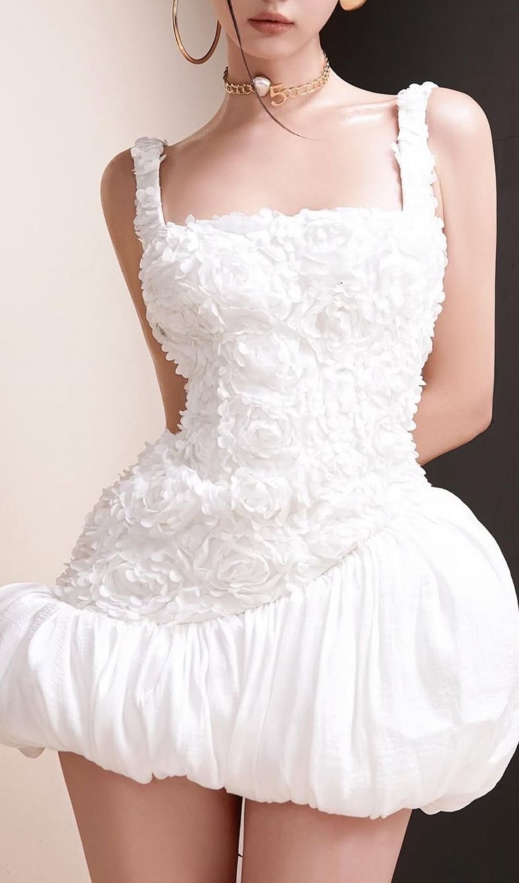 Karenina Showstopping White Floral Backless Mini Dress