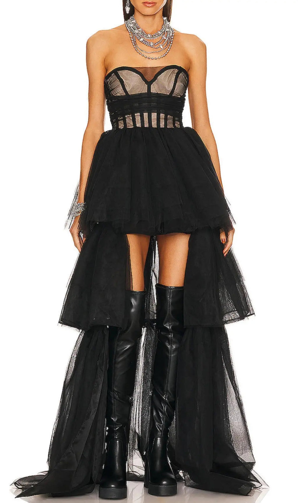 Strapless Corset Top Tulle Dress Paula Gown