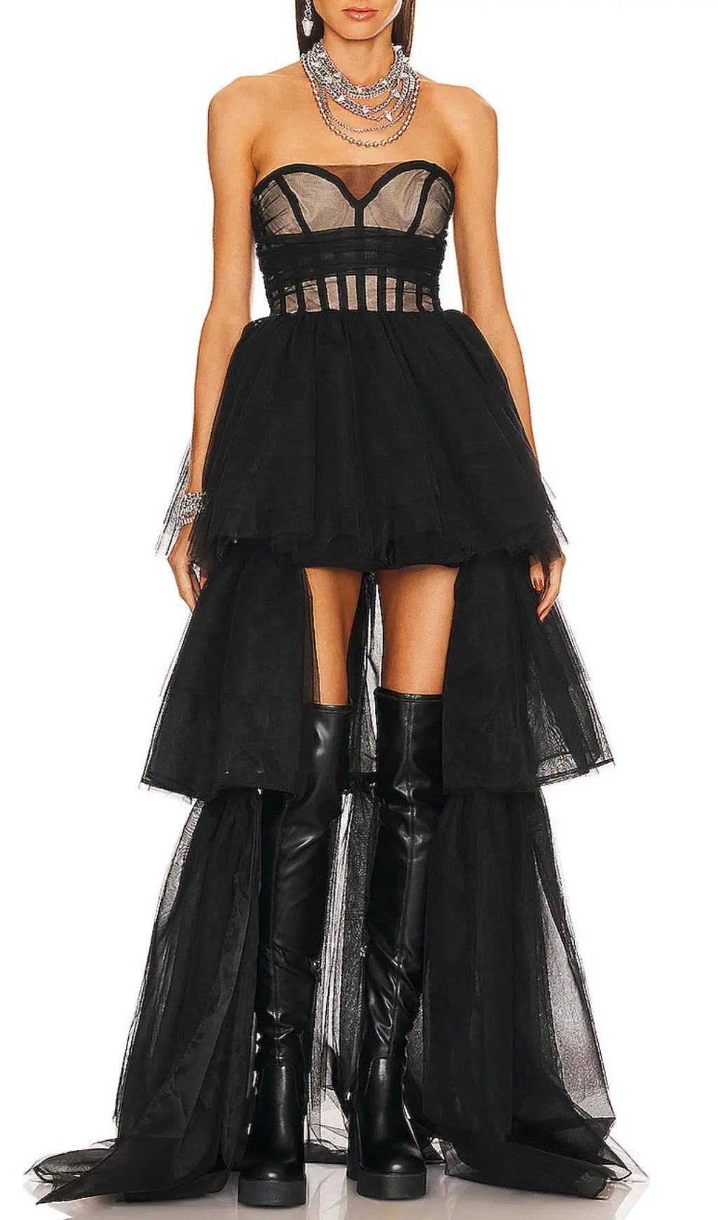 Strapless Corset Top Tulle Dress Paula Gown