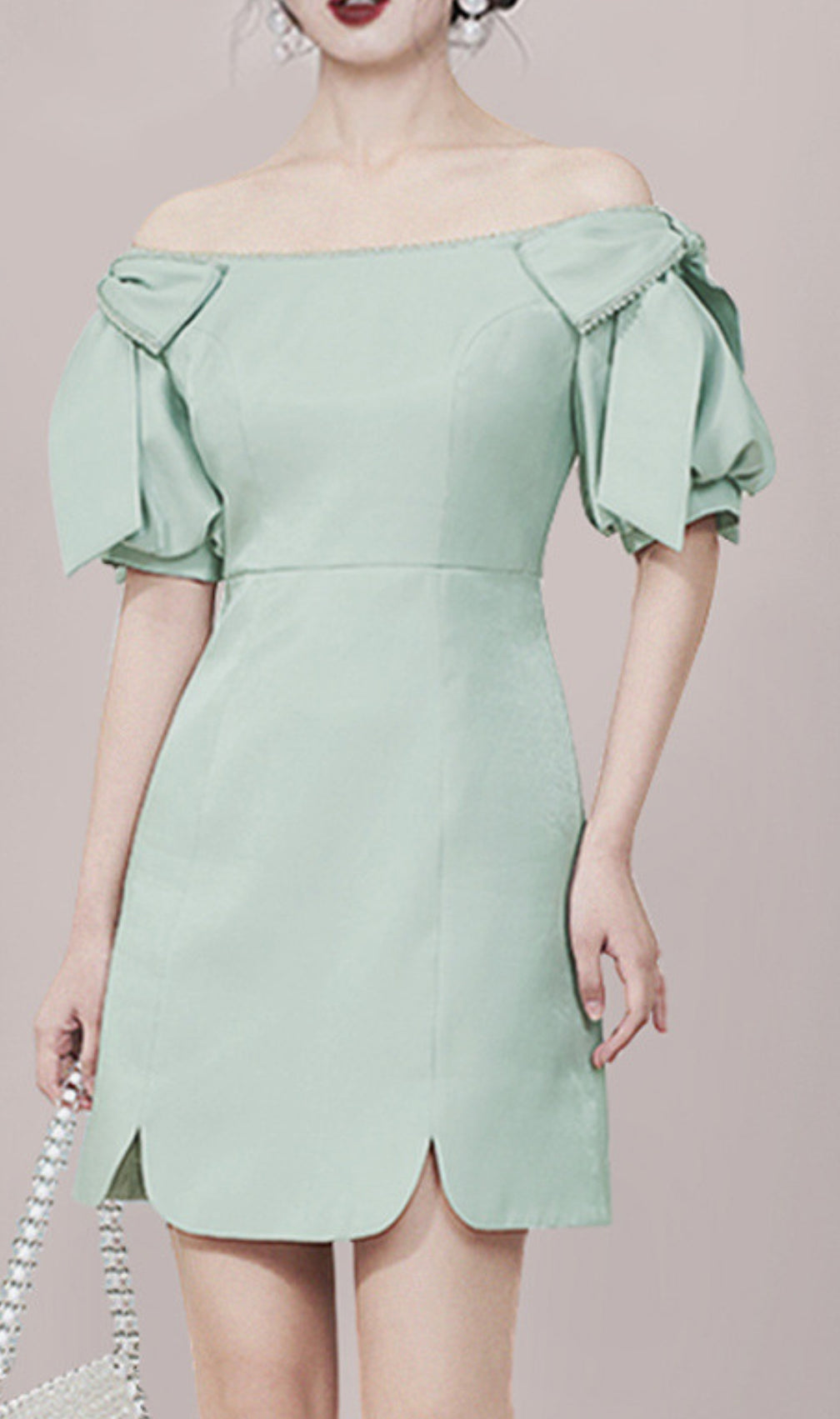 Donae Green Off-Shoulder Mini Dress