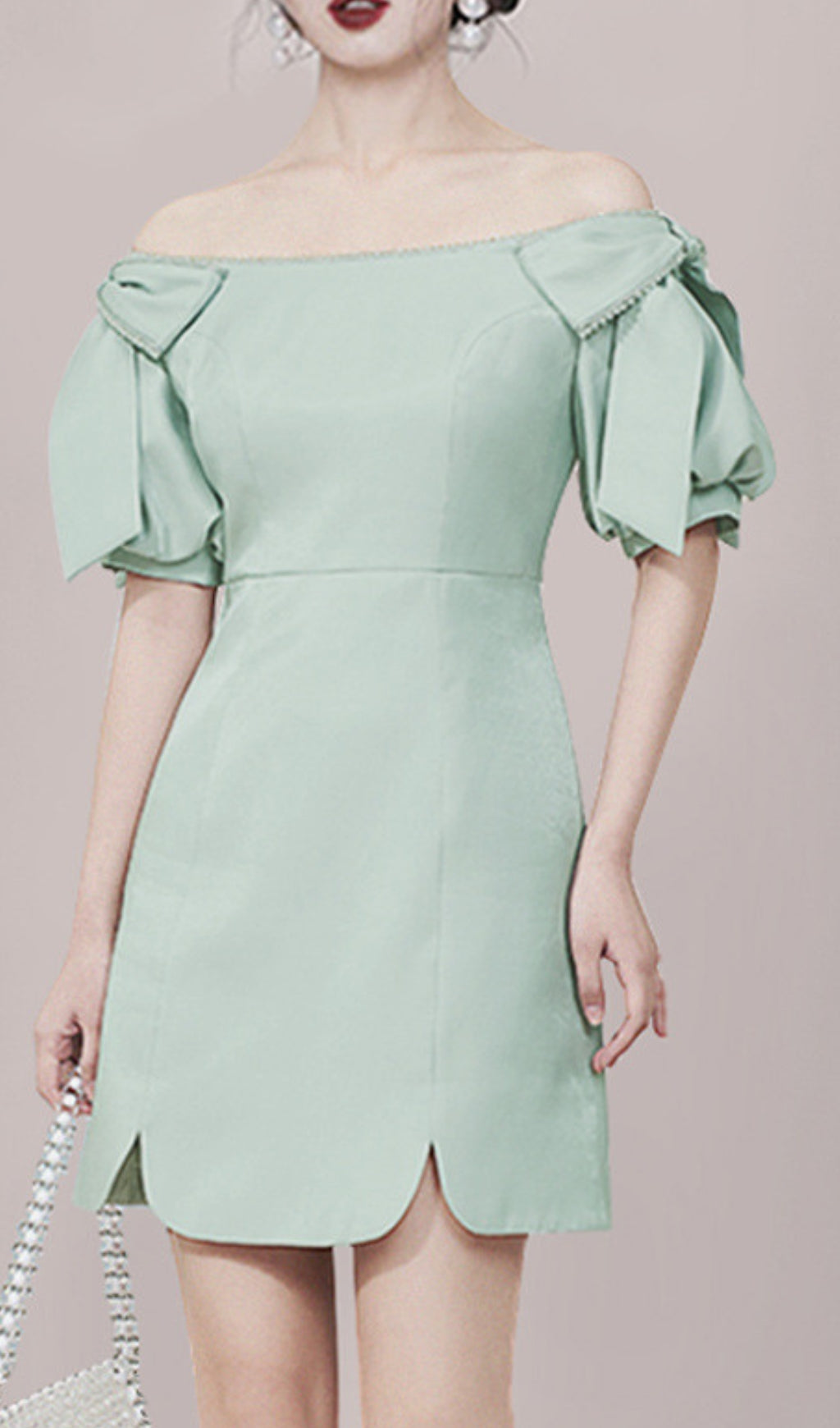 Donae Green Off-Shoulder Mini Dress