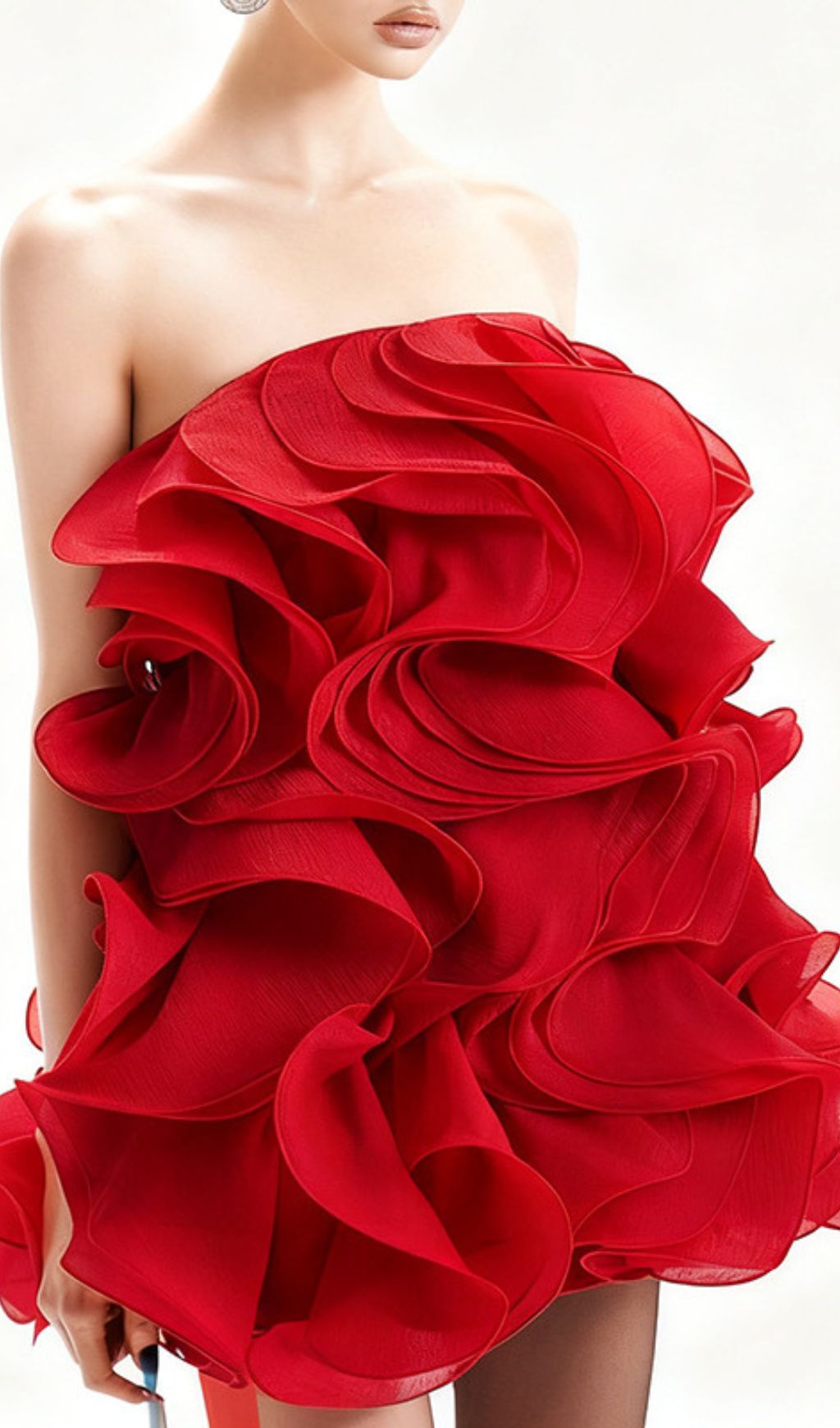 Indiana Red Ruffle Strapless Mini Dress | Vibrant Party & Date Night