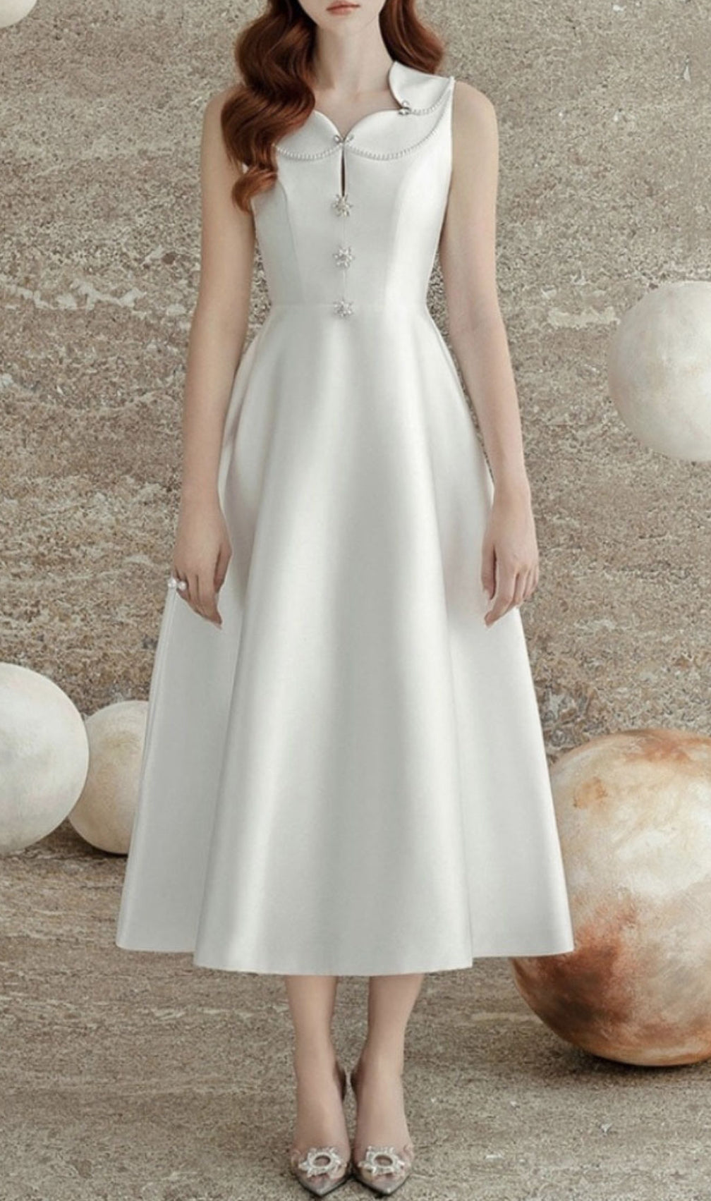 Alcimache Pearl Embellished Midi Dress