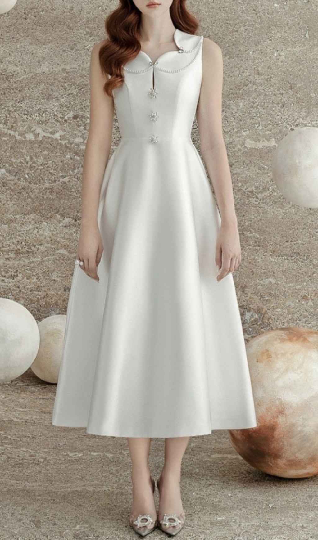 Alcimache Pearl Embellished Midi Dress