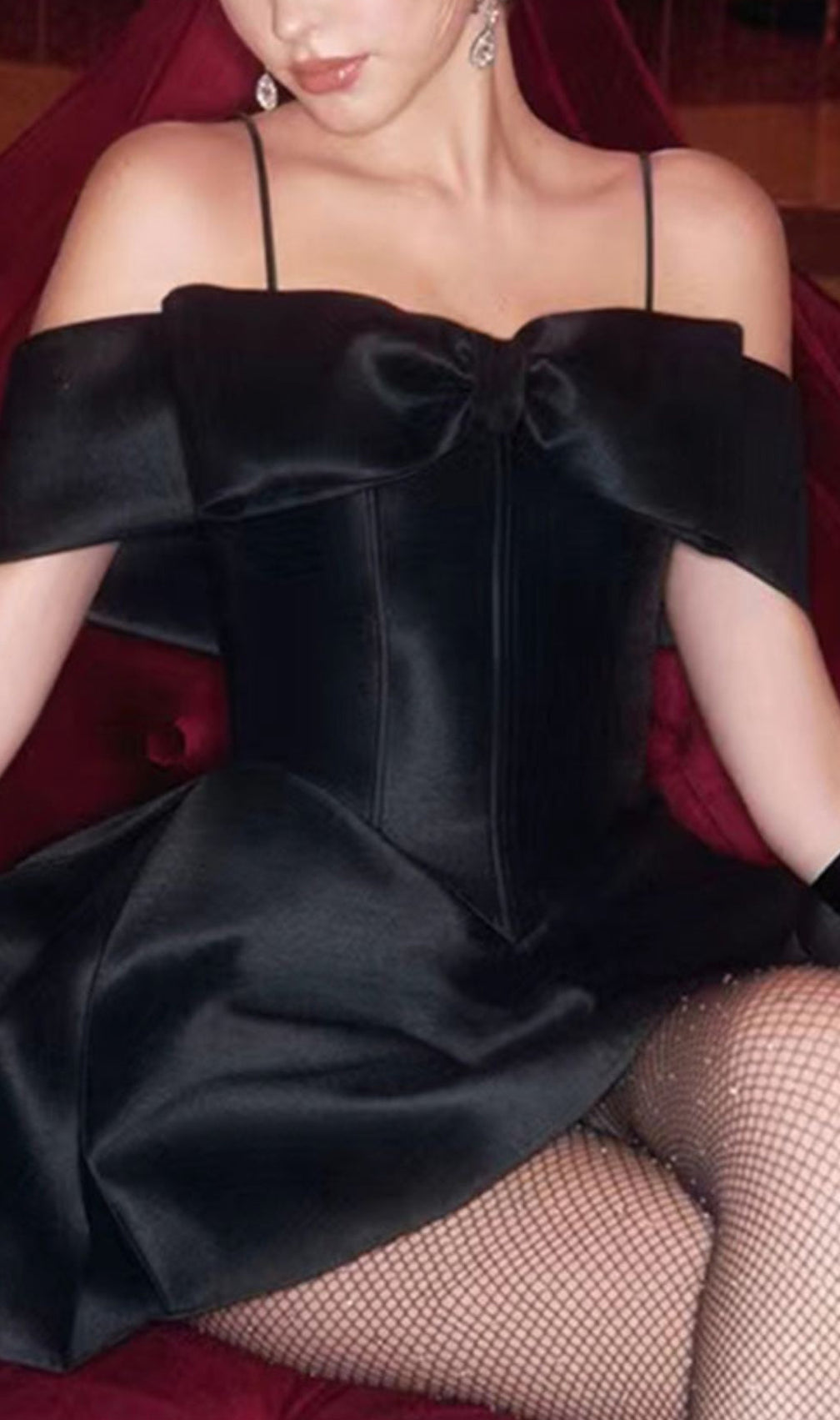 Agrata Black Bow Corset Mini Dress