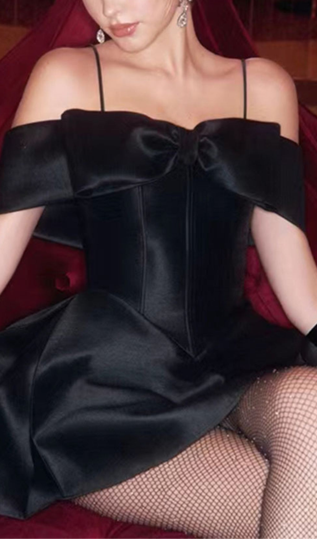 Agrata Black Bow Corset Mini Dress