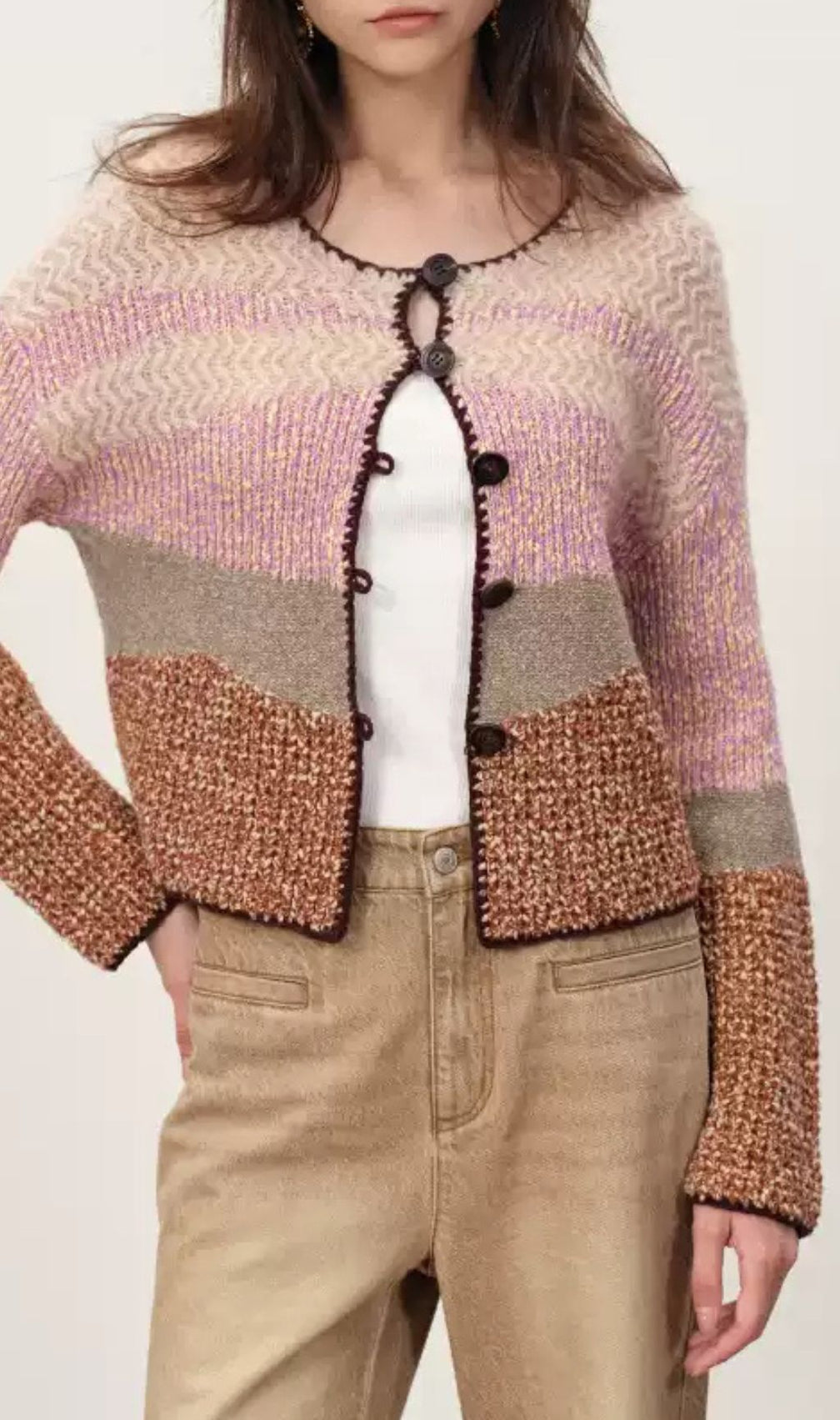 Hasel Multi-Color Striped Knit Cardigan - Chic Boho Layering for Women