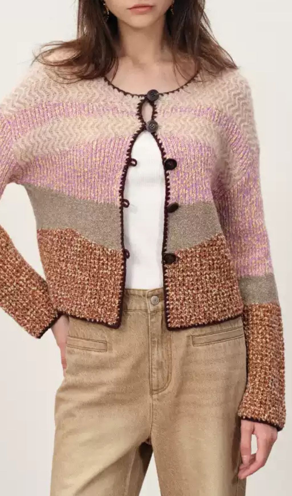 Hasel Multi-Color Striped Knit Cardigan - Chic Boho Layering for Women