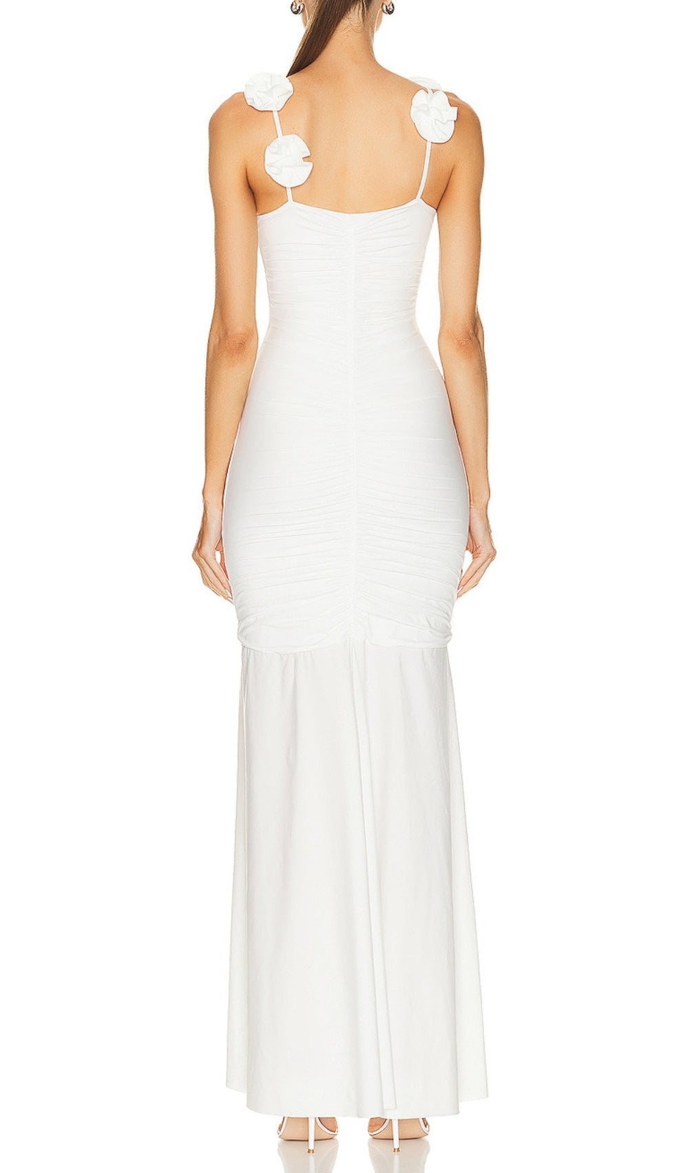 White Floral Suspender Maxi Dress