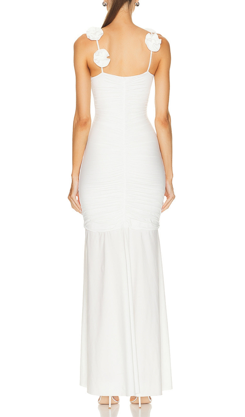 White Floral Suspender Maxi Dress