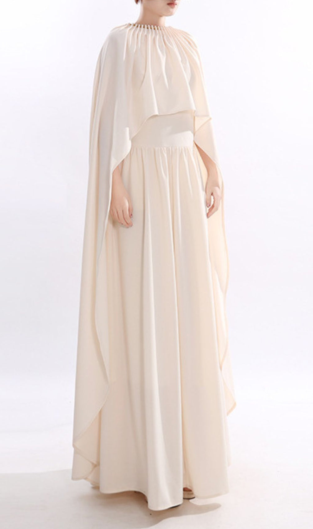 Batzion Dramatic Cape Dress Set | Elegant Maxi Gown for Special Occasions