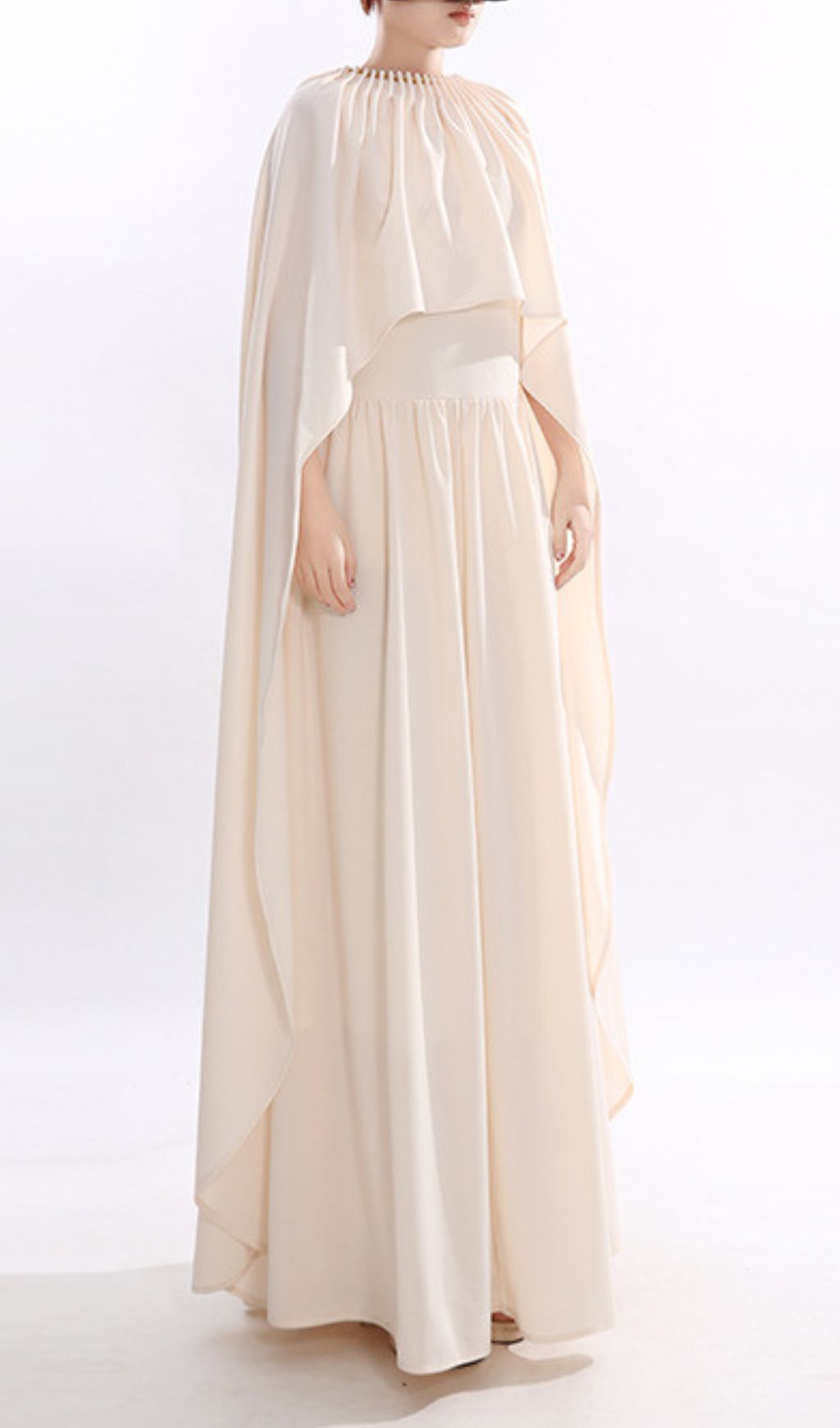 Batzion Dramatic Cape Dress Set | Elegant Maxi Gown for Special Occasions