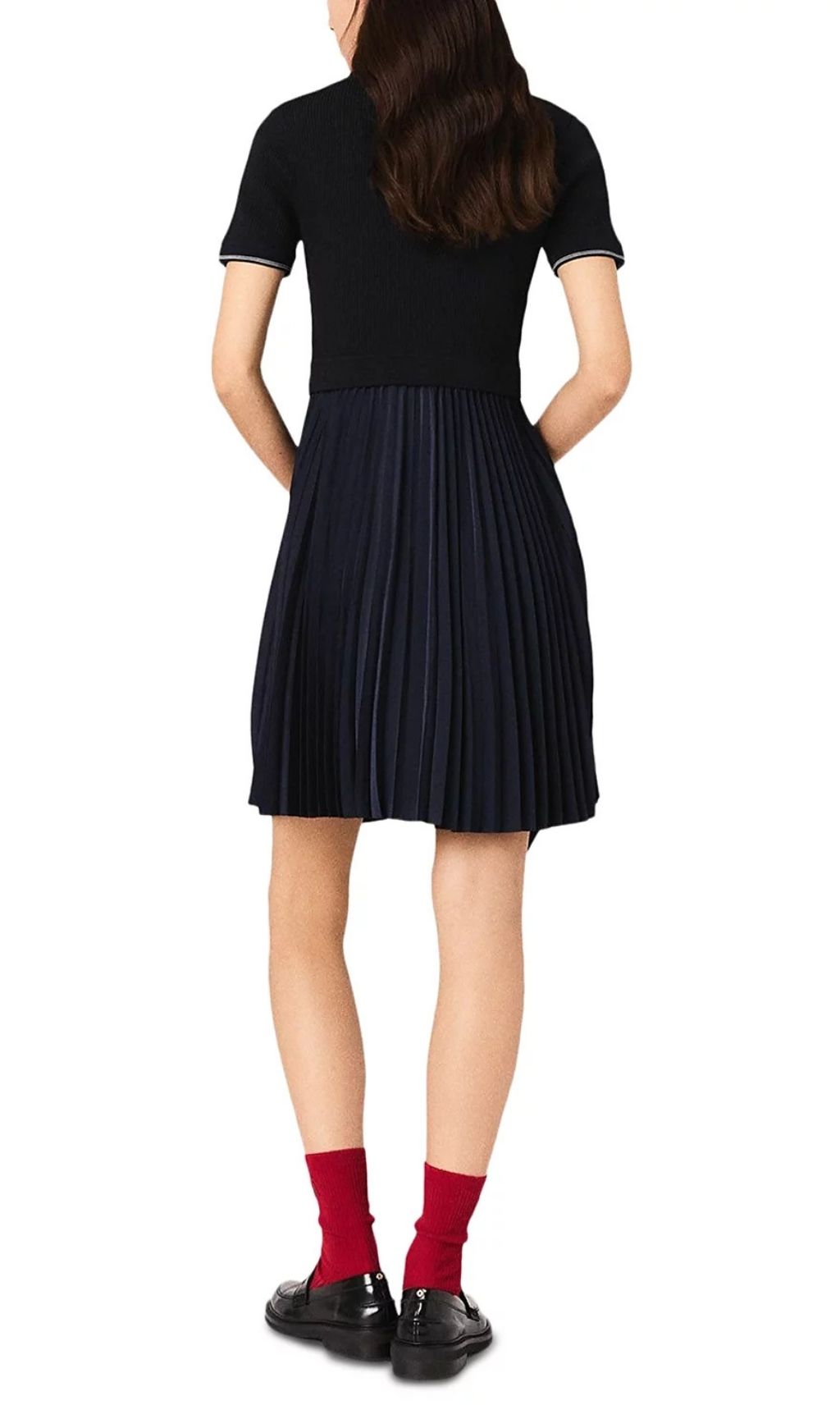 Effortless Chic: Two-Tone Pleated Polo Mini Dress for Women