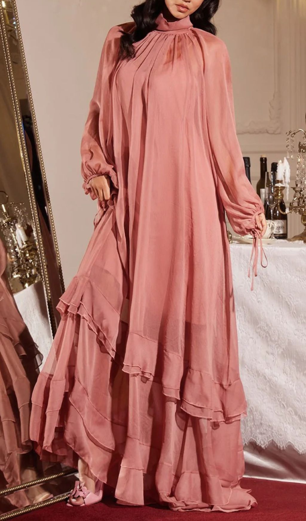 Jedrzej Romantic Ruffle Maxi Dress | Flowy Long Sleeve Gown for Women