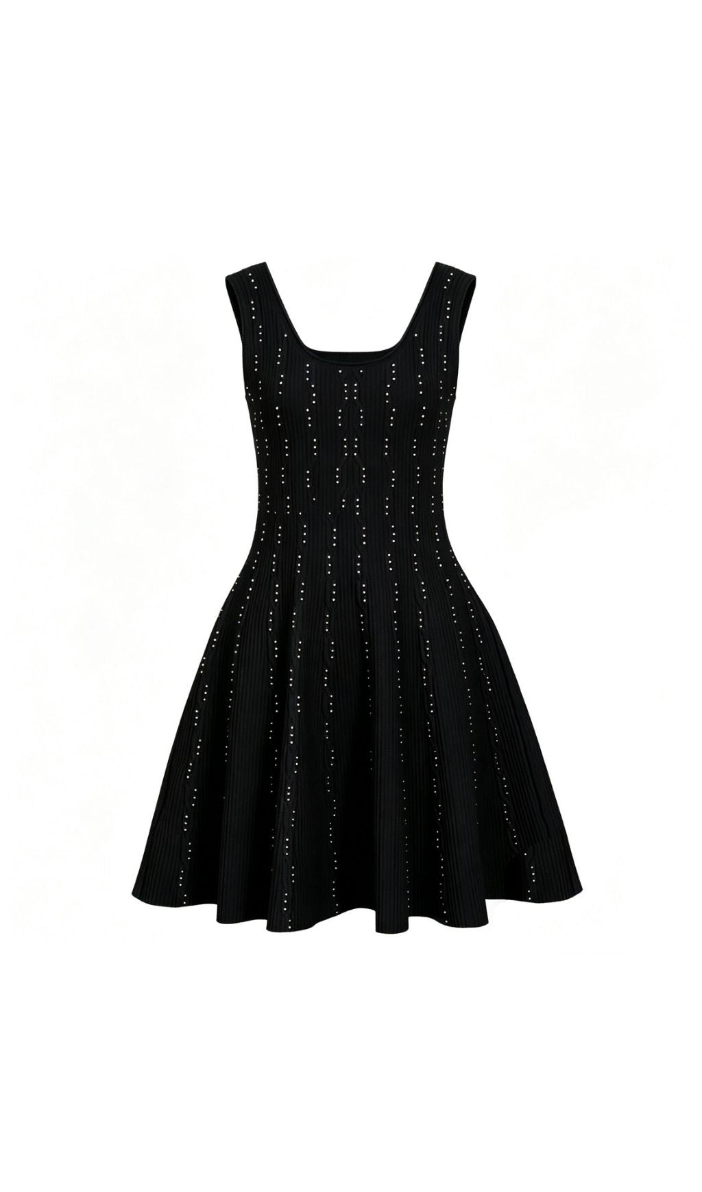 Kinneret Black Sleeveless Beaded Knit Mini Dress