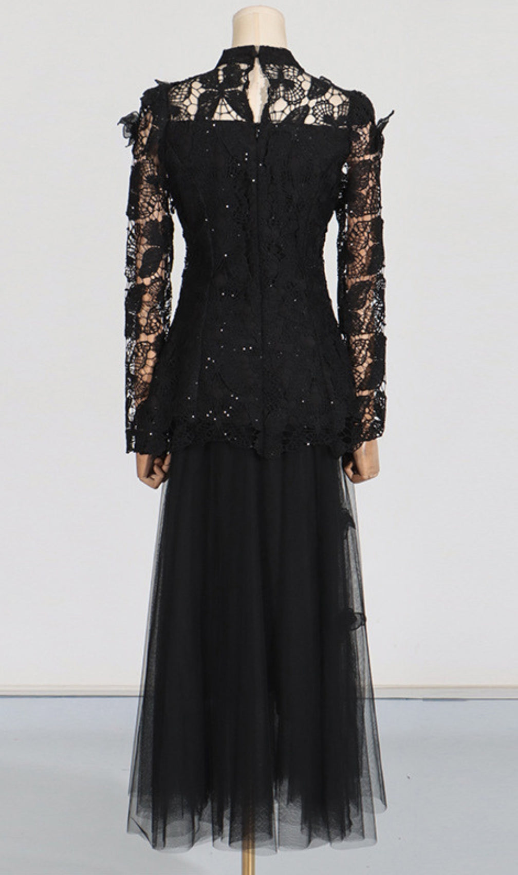 Ceyla Flower Embroidery Mesh Skirt Set