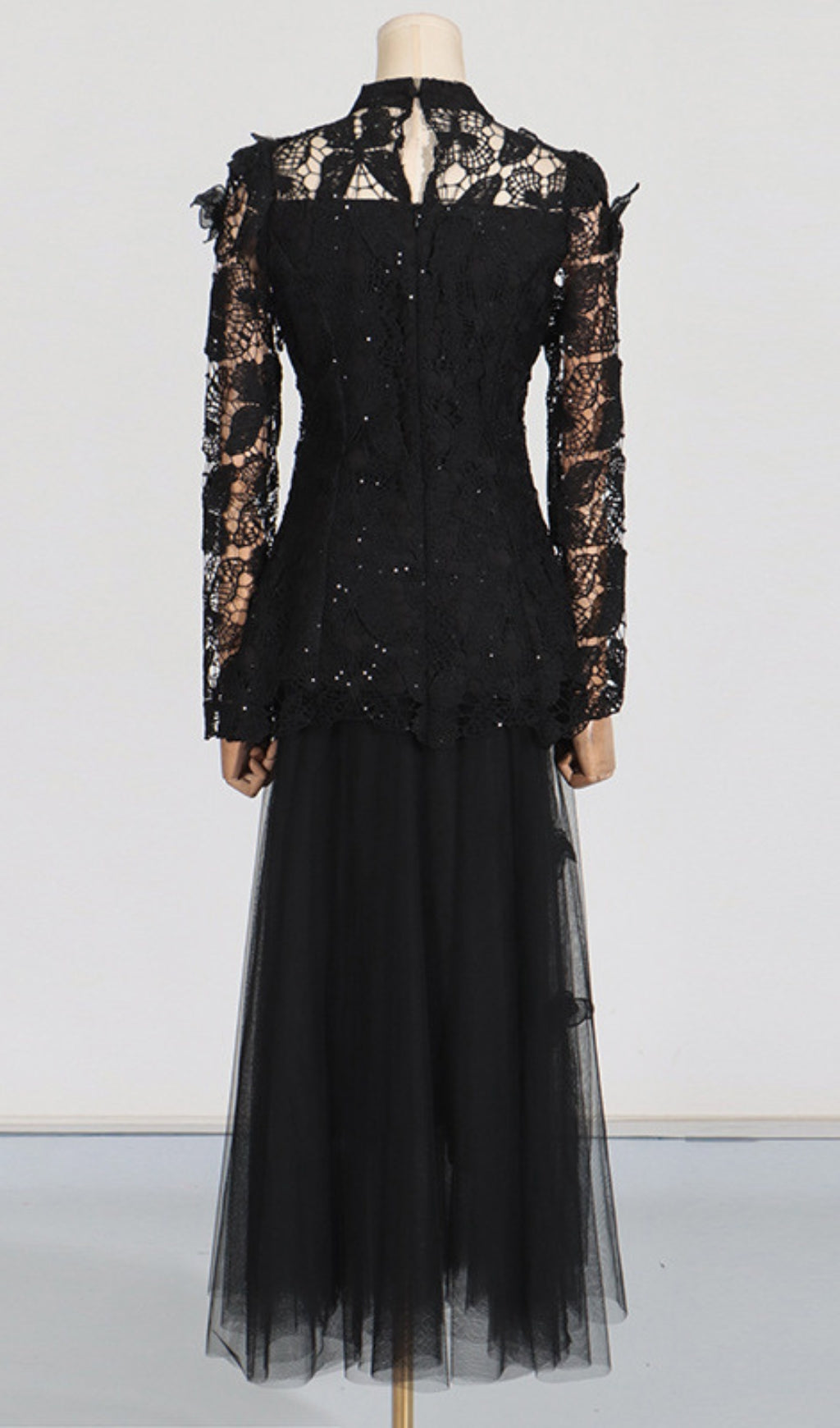 Ceyla Flower Embroidery Mesh Skirt Set