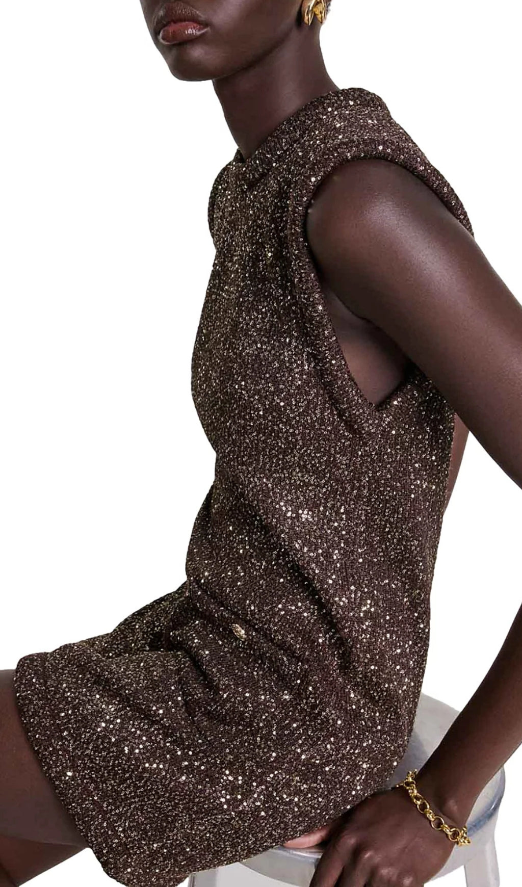 Raillette Sequined Knit Mini Dress