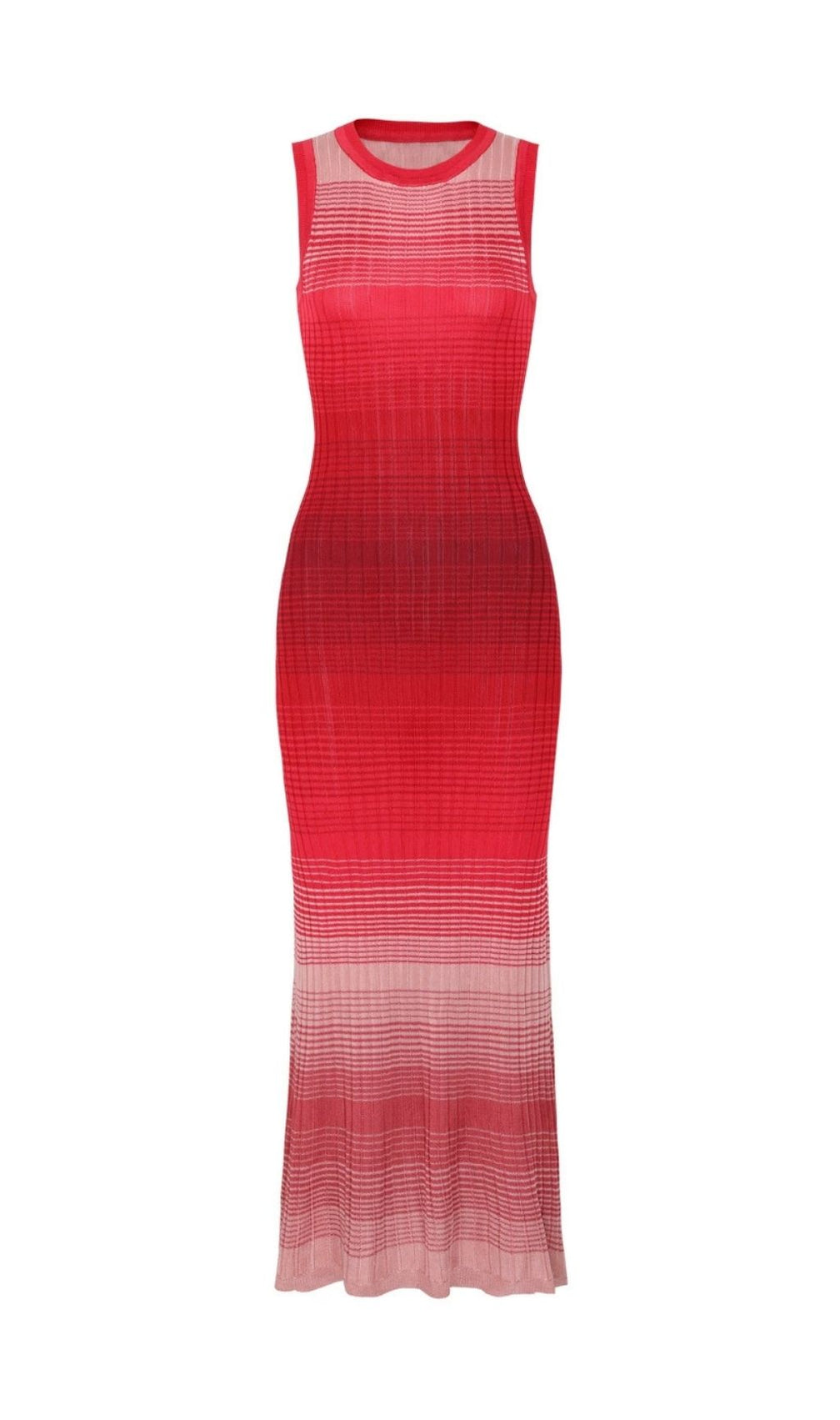 Tie-Dye Knitted Maxi Dress In Red