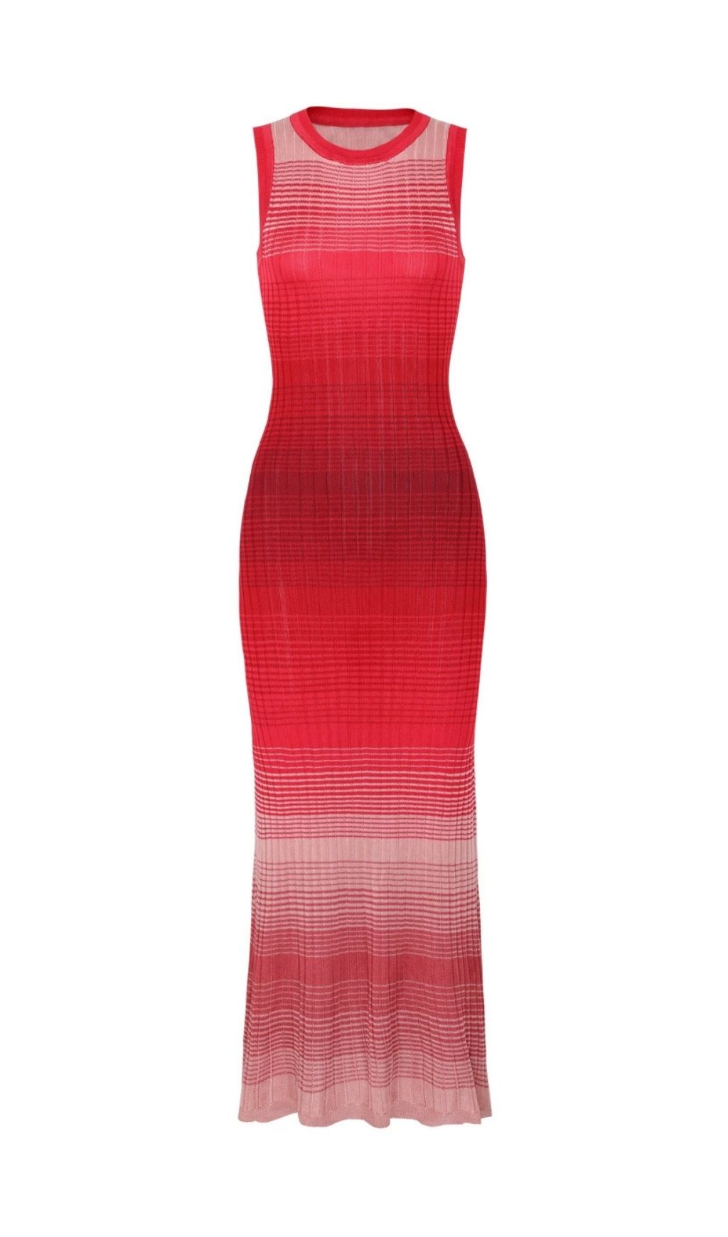 Tie-Dye Knitted Maxi Dress In Red