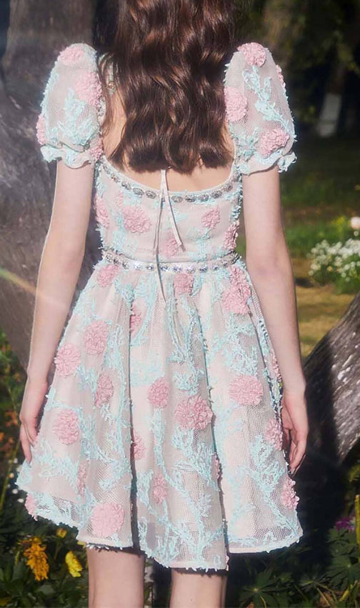 Appliquéd Lace Embroidered Two Piece In Blue