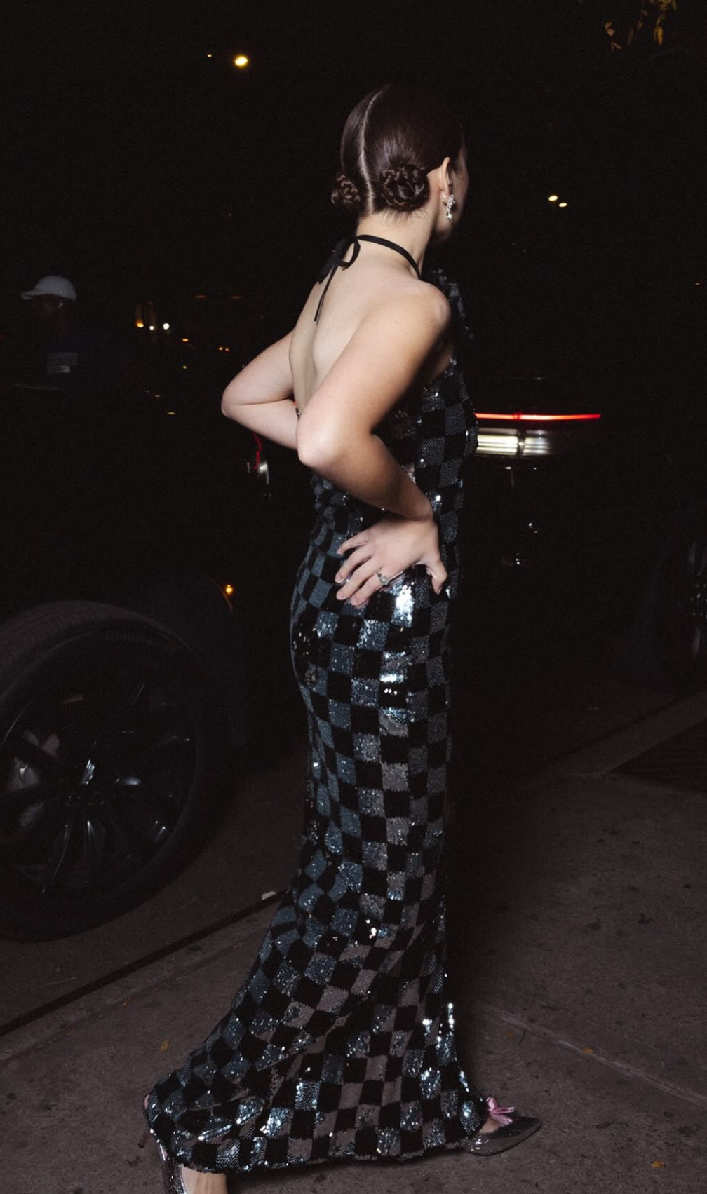 Cirila Halter Flower Sequin Maxi Dress