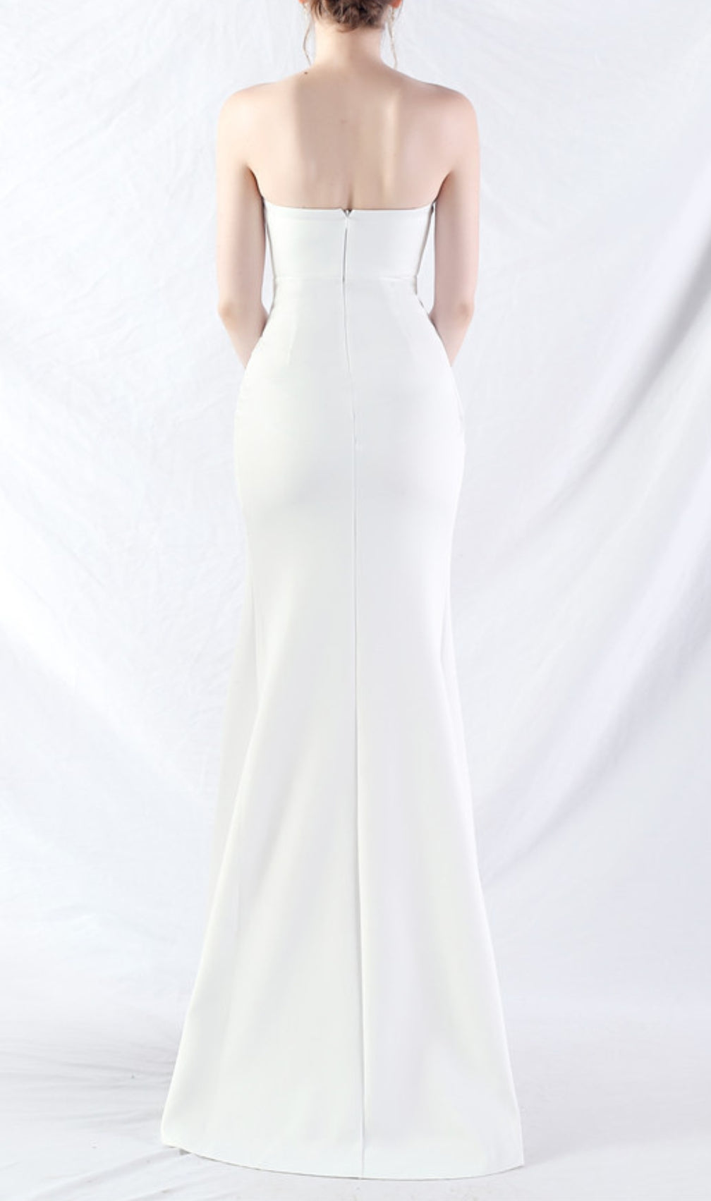 Chizue White Strapless Corset Split Maxi Dress