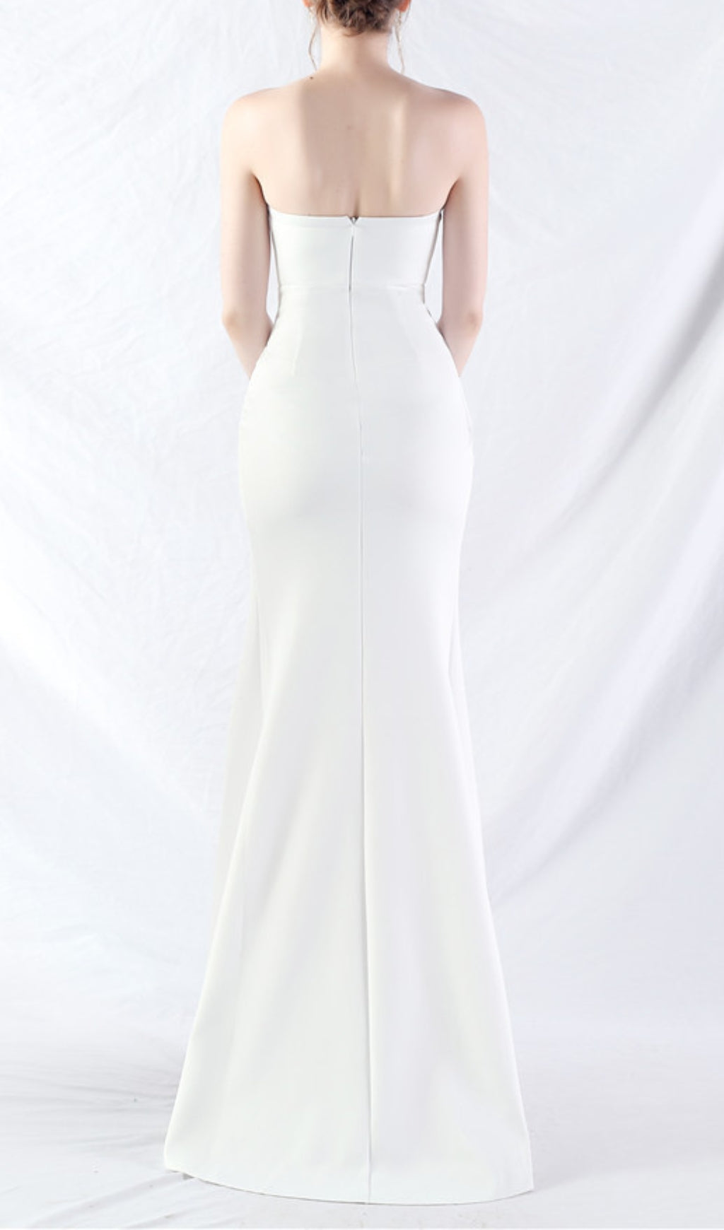 Chizue White Strapless Corset Split Maxi Dress