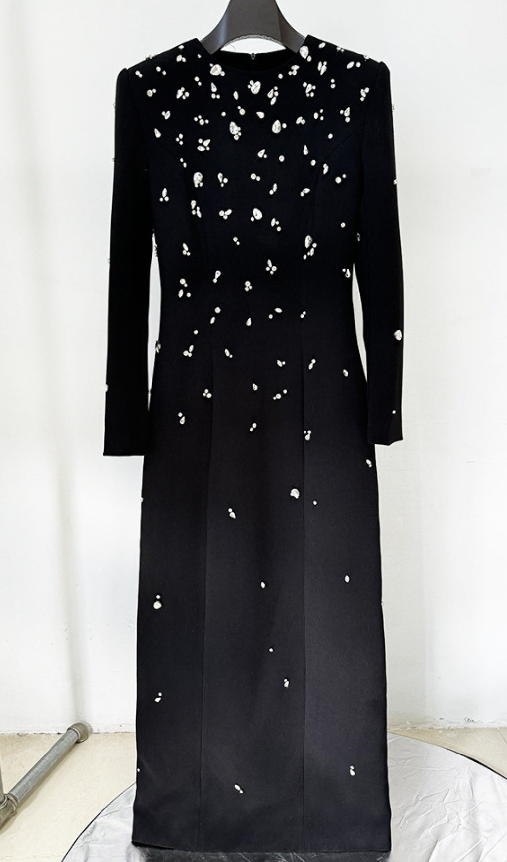 Chasen Black Crystal Embellished Maxi Dress