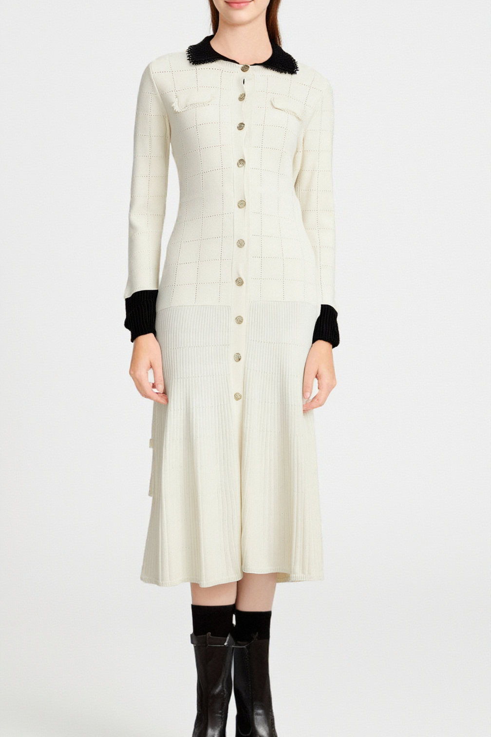 Clémence semi-sheer pleated top & skirt matching set