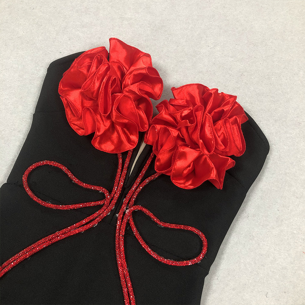 Anevay Black Flower Bandage Maxi Dress